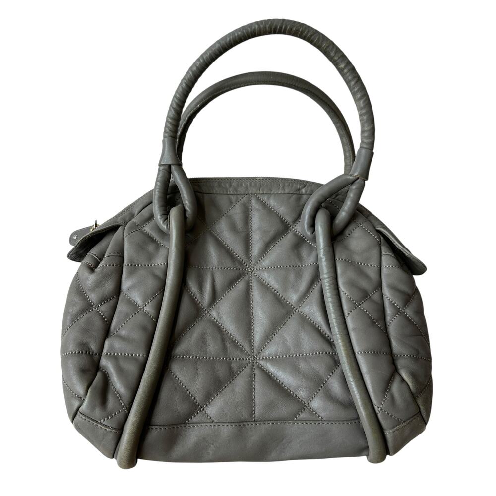 Furla Purse Gray Quilted Leather Shoulder Bag Handbag 10.25"x13.5"x3"